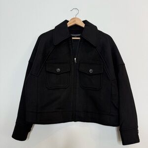 Naked Cashmere Wool & Cashmere Blend Black Bomber Jacket size XS oversized